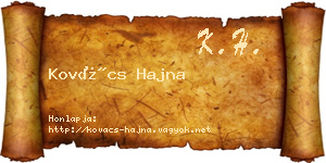 Kovács Hajna névjegykártya